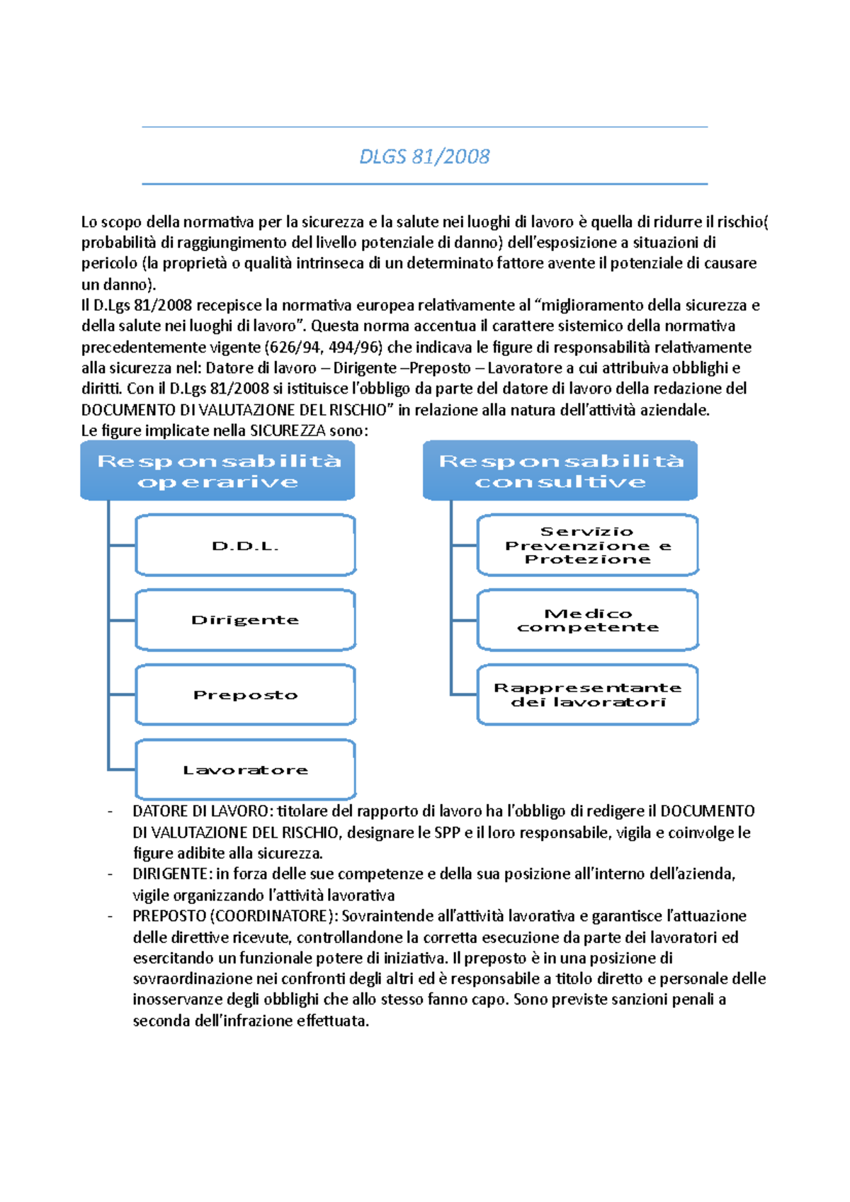 2. DLGS 81 Riassunto - Preparazione Coordinamento - DLGS 81/ Lo Scopo ...