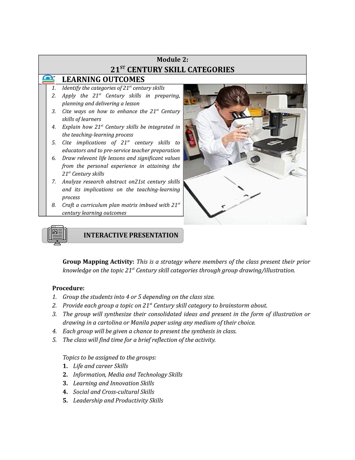 Chapter-2 21st-century-skill-categories - Module 2: 21 ST CENTURY SKILL ...