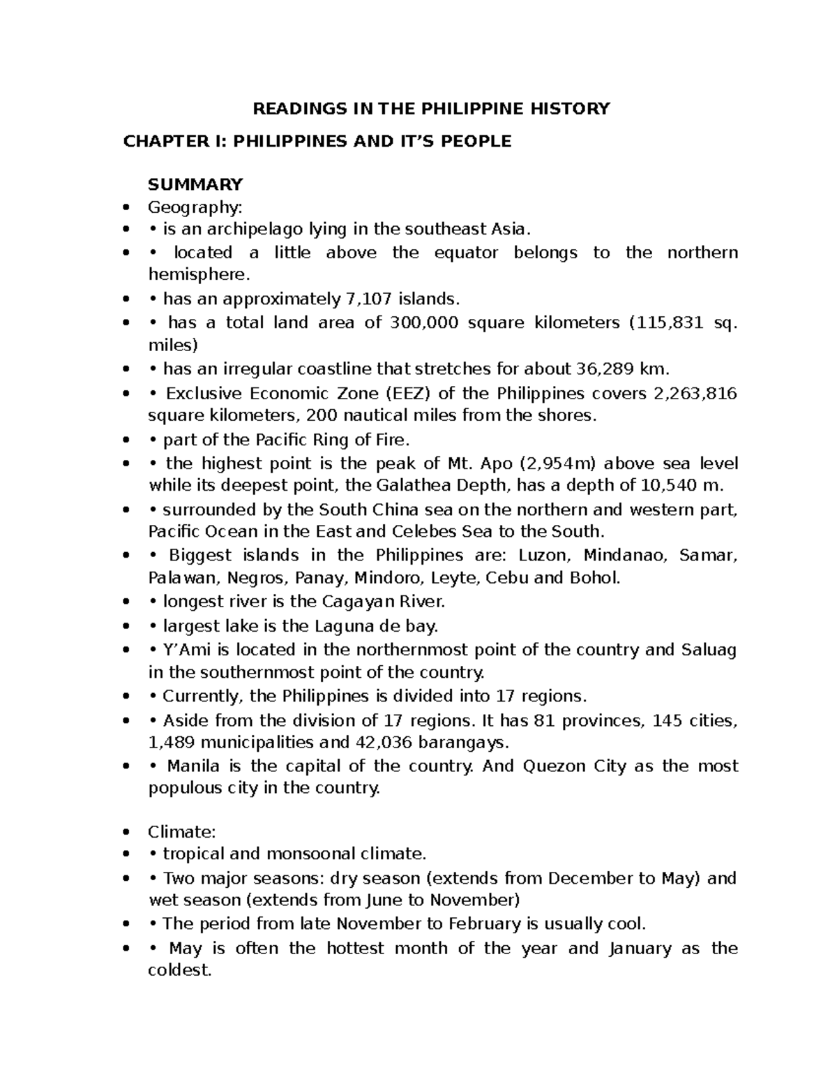 Readings In The Philippine History Summaries And Coursework With Readings In The Philippine History Summaries And Coursework With