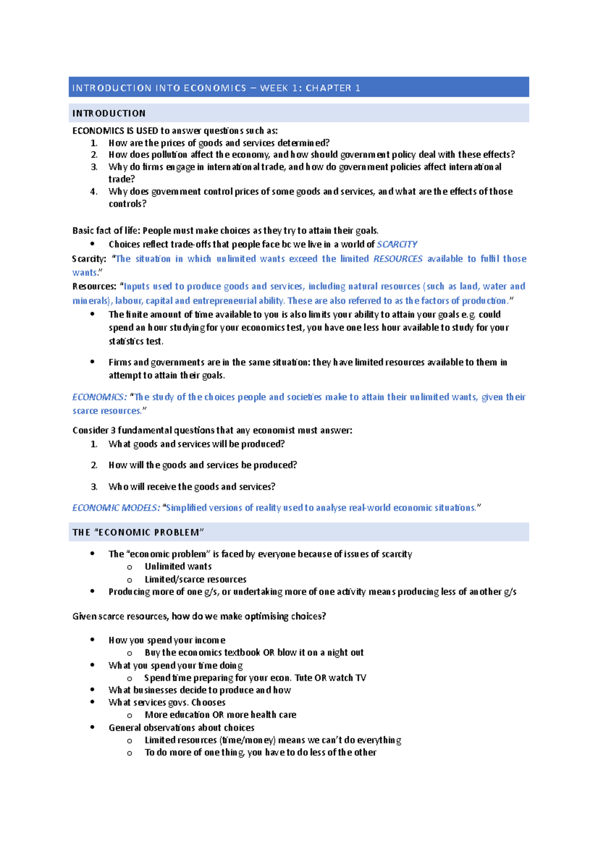 Chapter 1 - Summary Essentials of Economics - Chapter 1 Economics is used  to answer questions such - Studocu