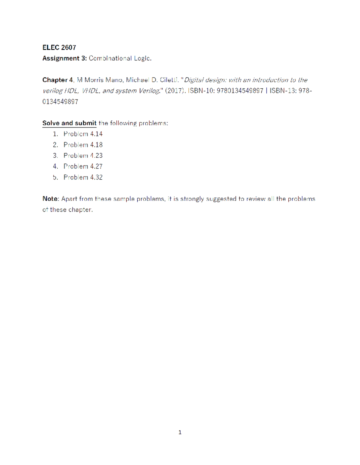 2607 Assignment 3 Assignment 3 Elec 2607 Studocu
