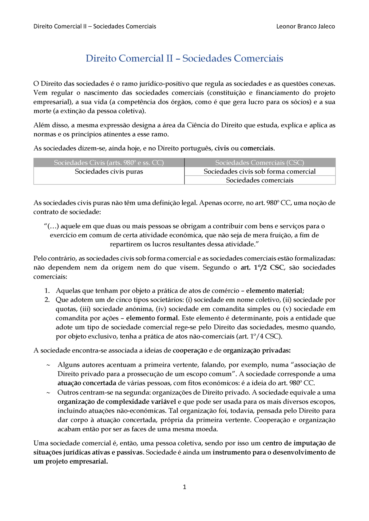 Sociedades Comerciais Leonor Jaleco Direito Comercial Ii Sociedades Comerciais O Direito Das 8778