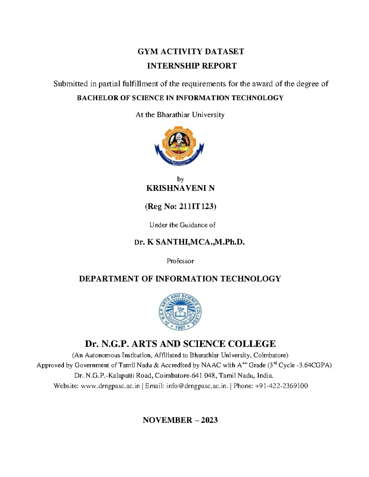 Sandy - Knowledge of python - GYM ACTIVITY DATASET INTERNSHIP REPORT ...