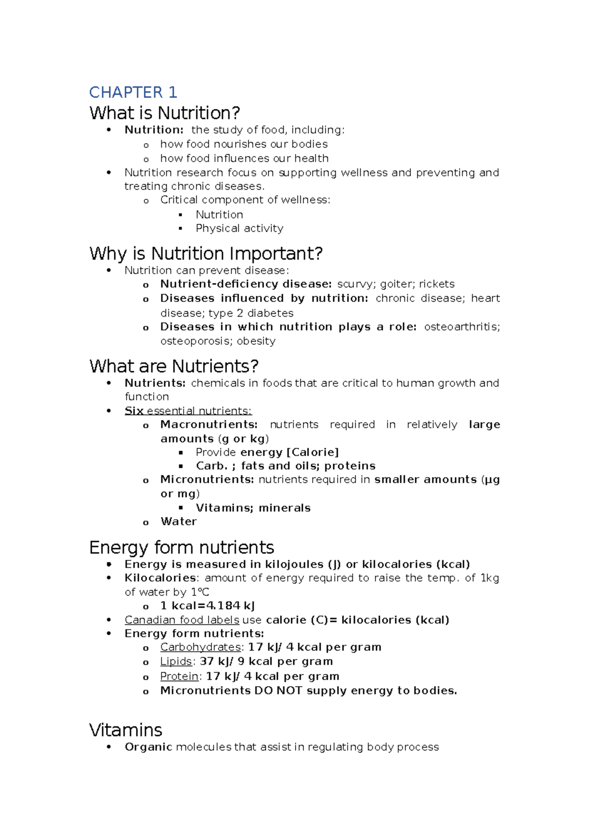 Nutrition Ch1-2 - CHAPTER 1 What Is Nutrition? Nutrition: The Study Of ...