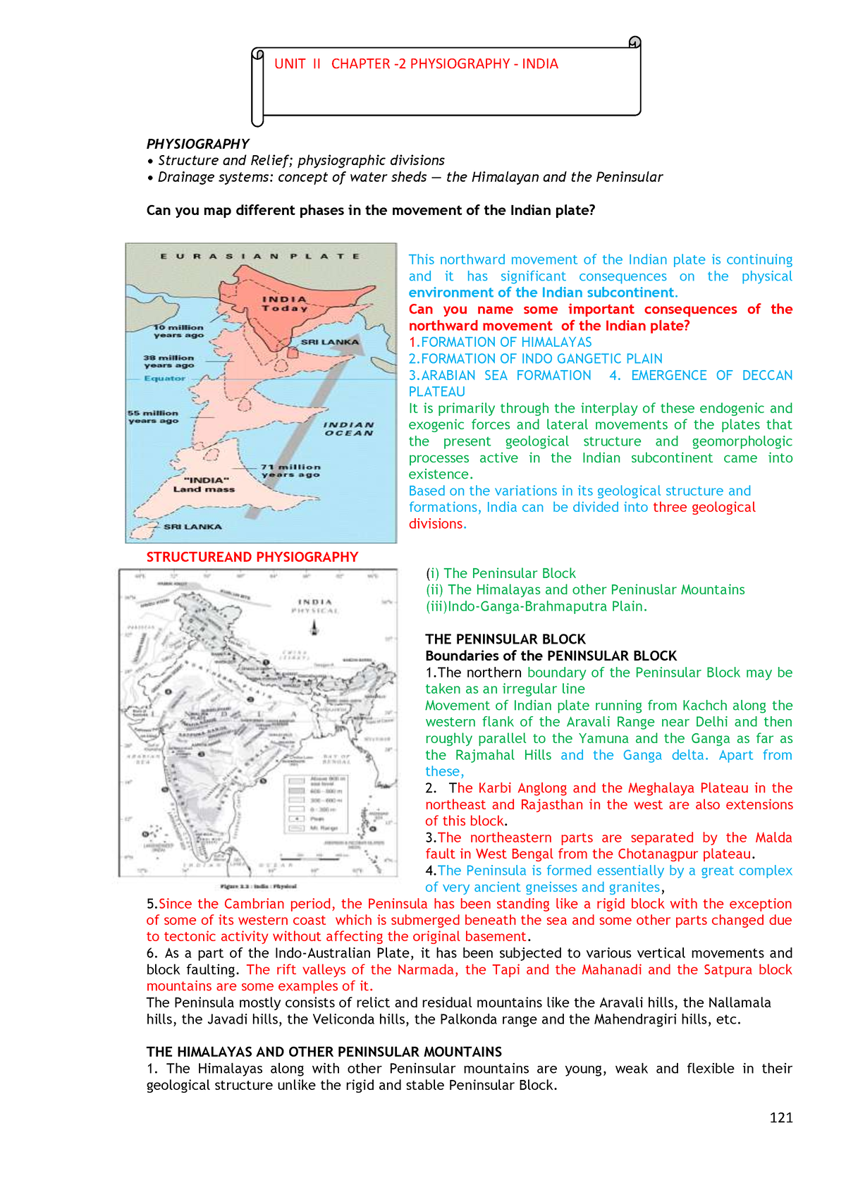 11 Geography Notes 18 Structure And Physiography - PHYSIOGRAPHY ...