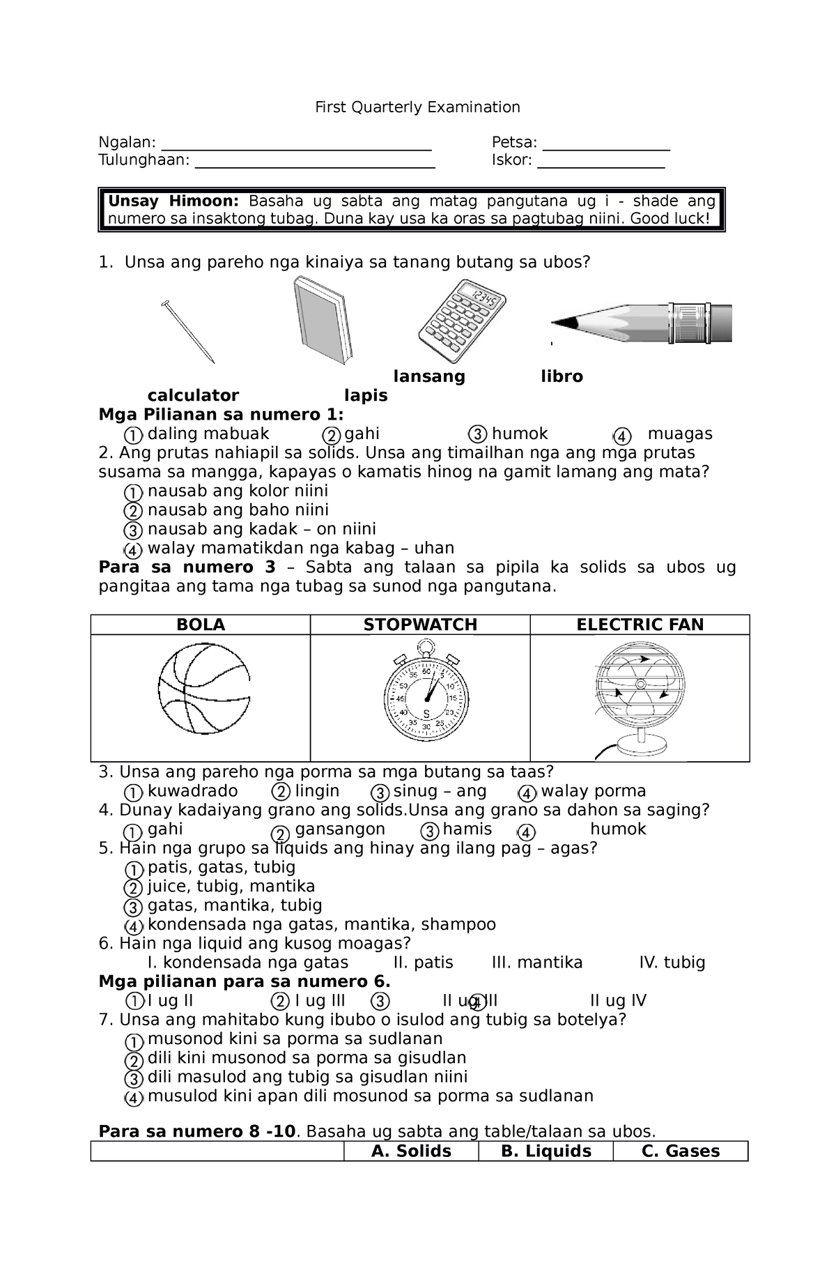 science-3-adasdqwd-first-quarterly-examination-ngalan