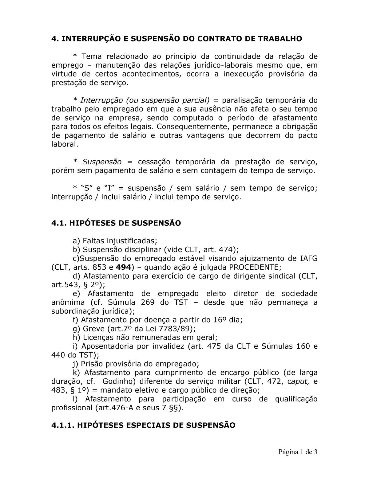 Aula 05 Interrupção E Suspensão Do Contrato De Trabalho Página 1 De 3 4 InterrupÇÃo E 9572