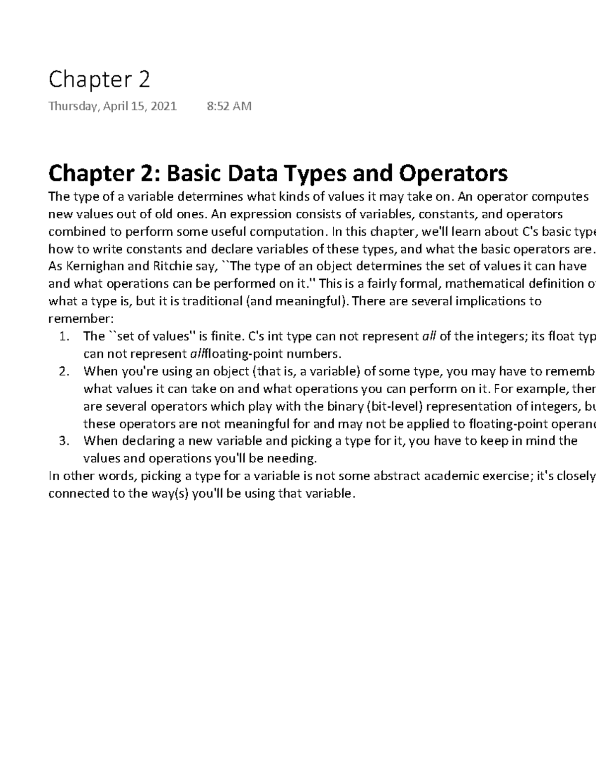 Chapter 2 - Chapter 2: Basic Data Types And Operators Thetypeof A ...