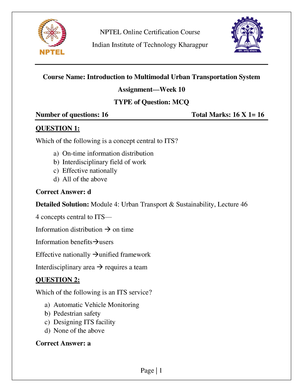 Assignments Week-10 JULY2022 - Indian Institute Of Technology Kharagpur ...