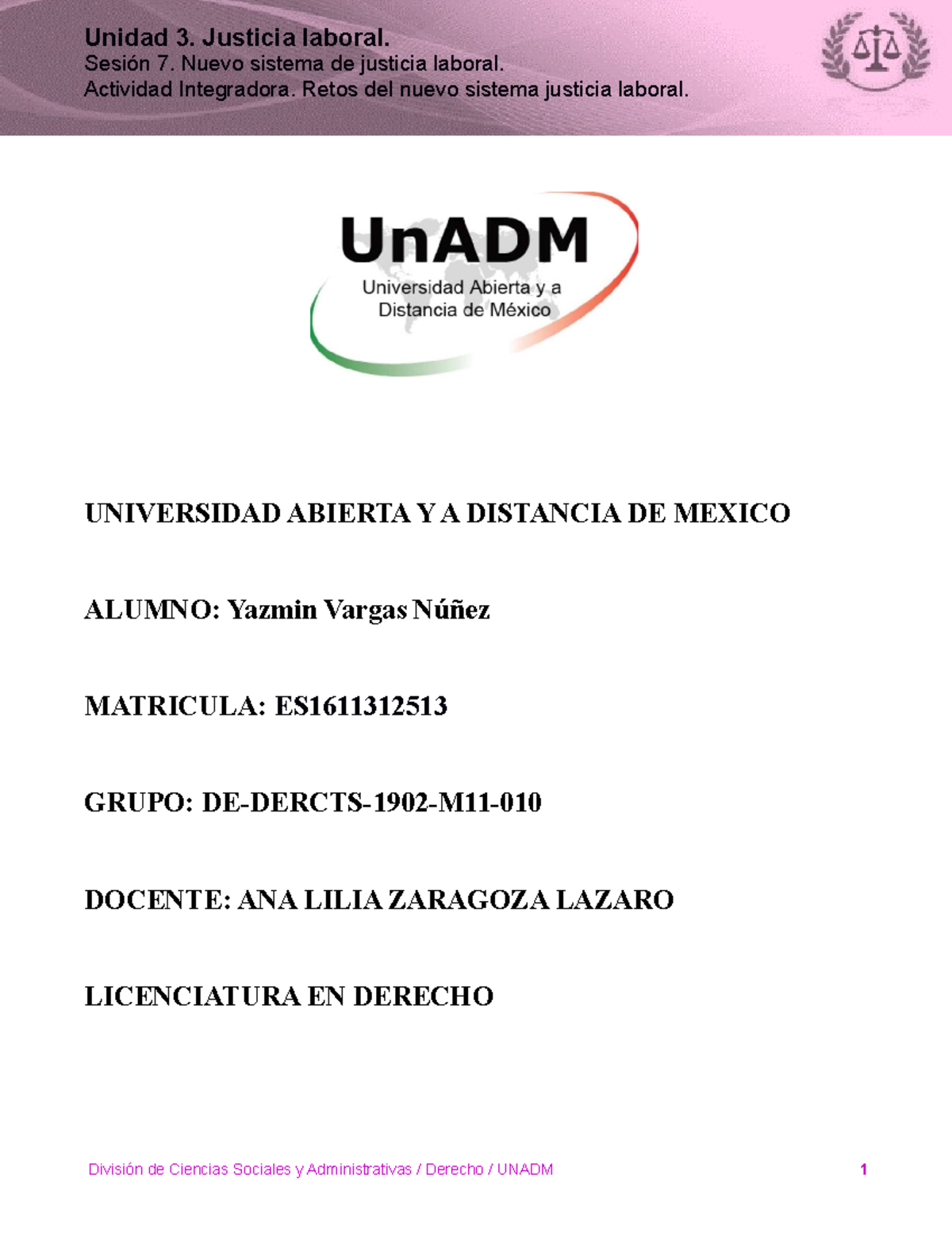 M11 U3 S7 YAVN - BUENA TAREA - Sesión 7. Nuevo sistema de justicia ...