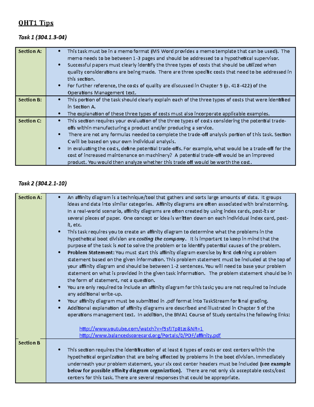 QHT1 Tips - Practice Materials - QHT1 Tips Task 1 (304.1-04) Section A ...