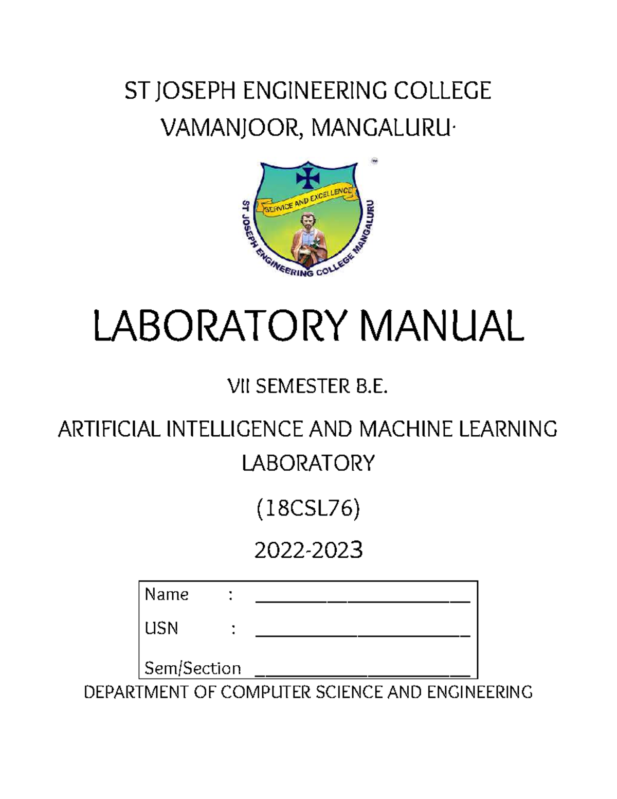 AIML Lab Manual 202223 merged ST JOSEPH ENGINEERING COLLEGE
