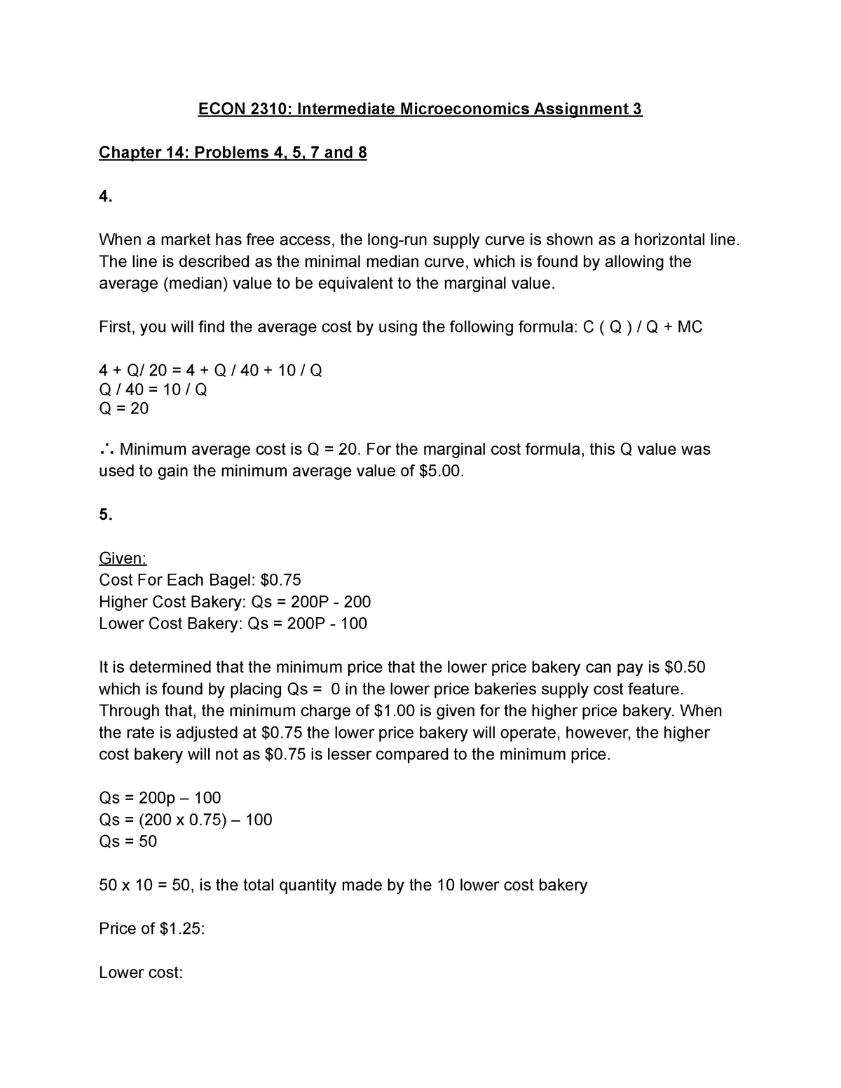 intermediate microeconomics assignment