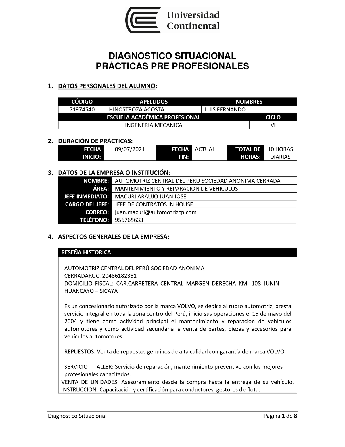 Diagnostico Situacional Y Plan De Trabajo Hinostroza Luis - DIAGNOSTICO ...