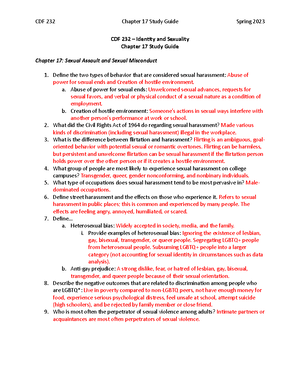 Chapter 6 Study Guide - CDF 232 Chapter 6 Study Guide Spring 2023 CDF ...