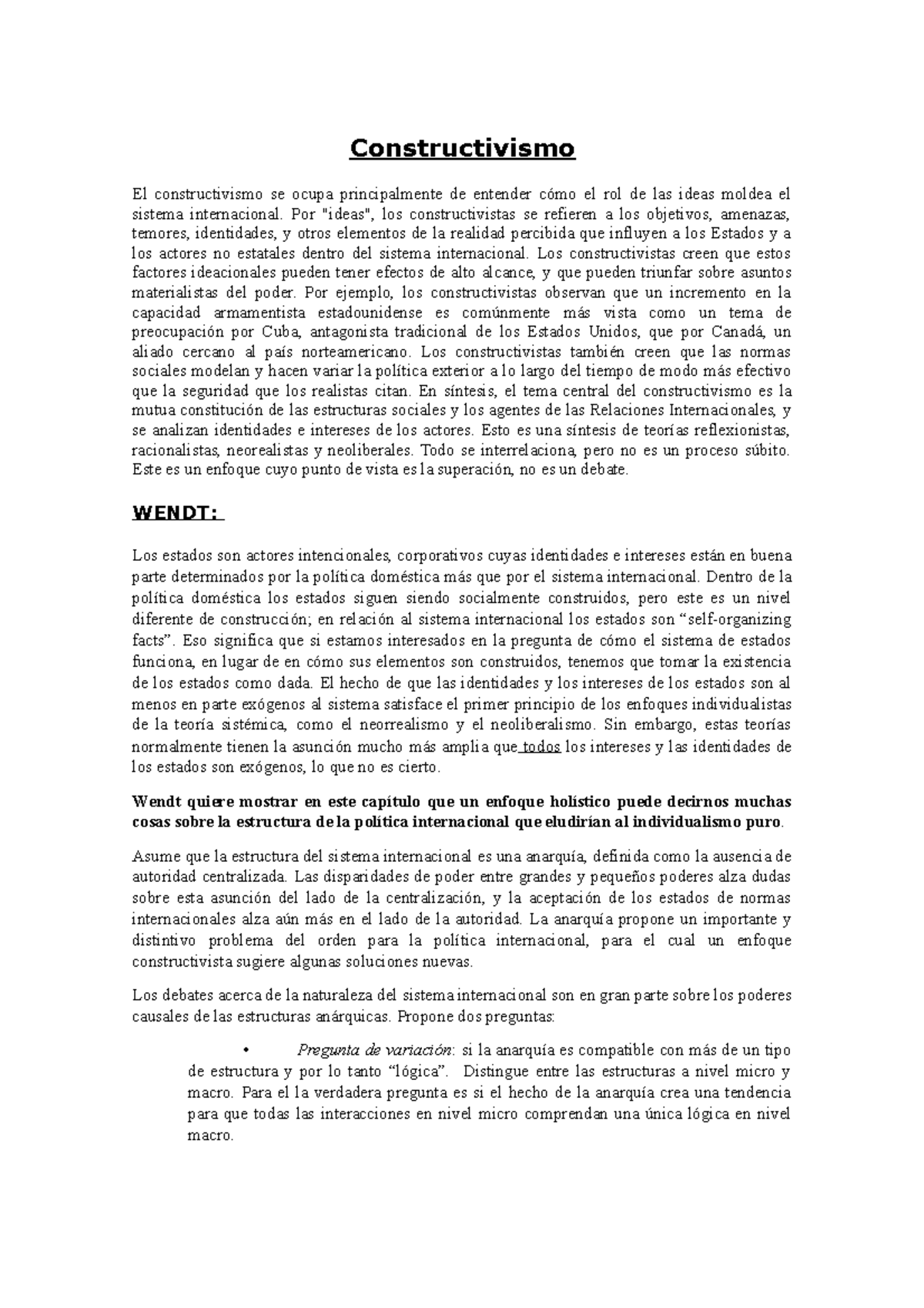 Constructivismo RRII. aplicacion de caso - Constructivismo El ...