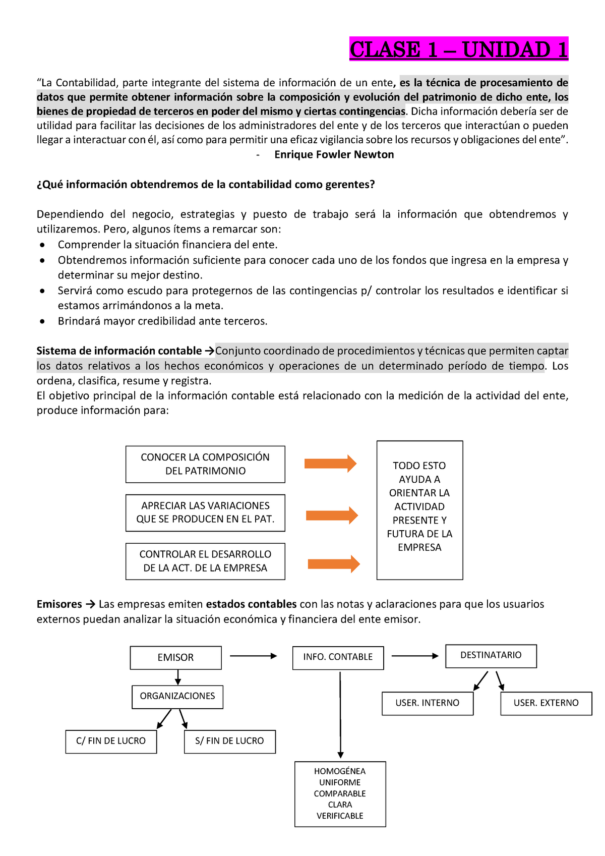 Resumen Contabilidad 1° Cuat 2020 Clase 1 Unidad 1 “la Contabilidad Parte Integrante Del 4160