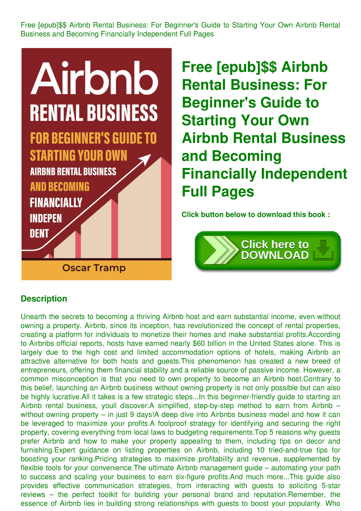 Free Epub Airbnb Rental Business For Beginner's Guide To Starting Your ...