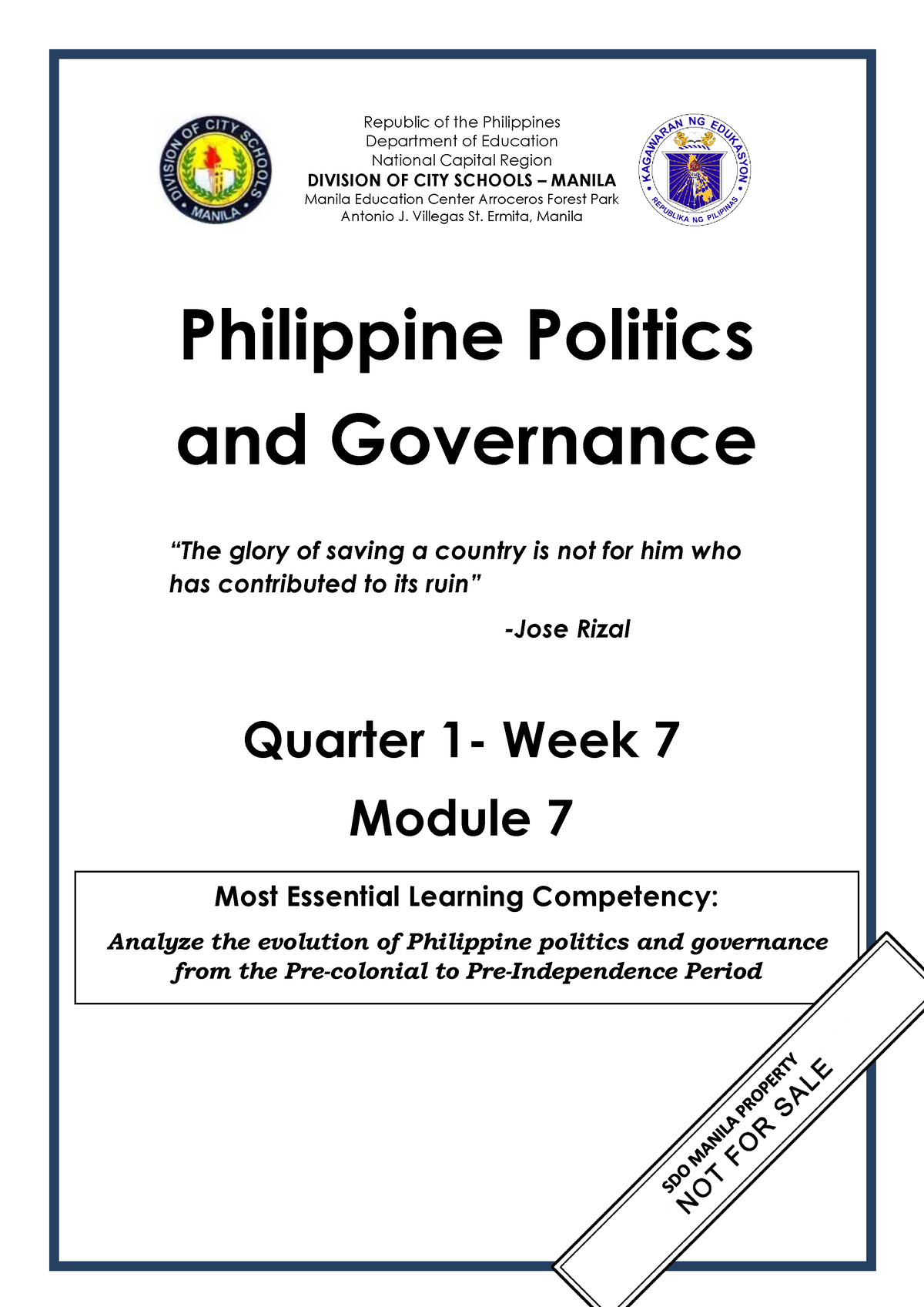 PPG Q1 Mod7 The Evolution of Politics and Governance - Philippine ...