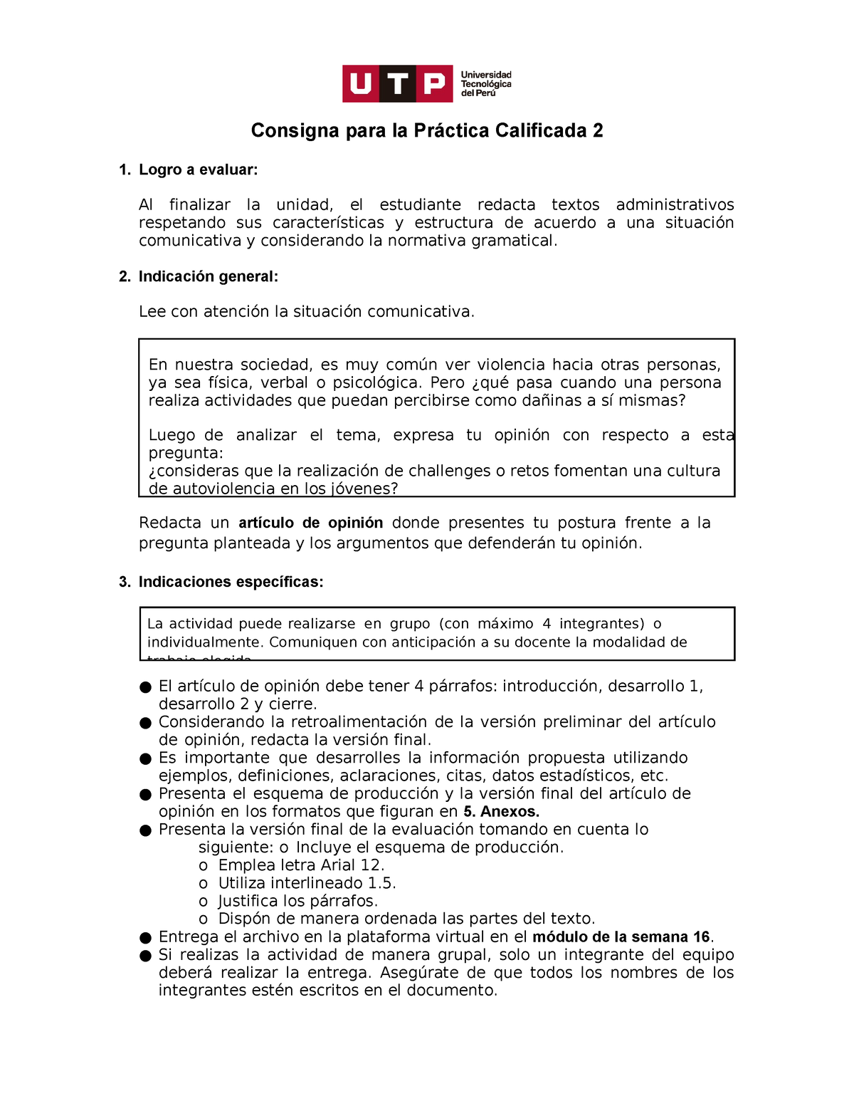 (AC-S16) Semana 16 - Tema 01 Tarea - Práctica Calificada 2 - Consigna ...