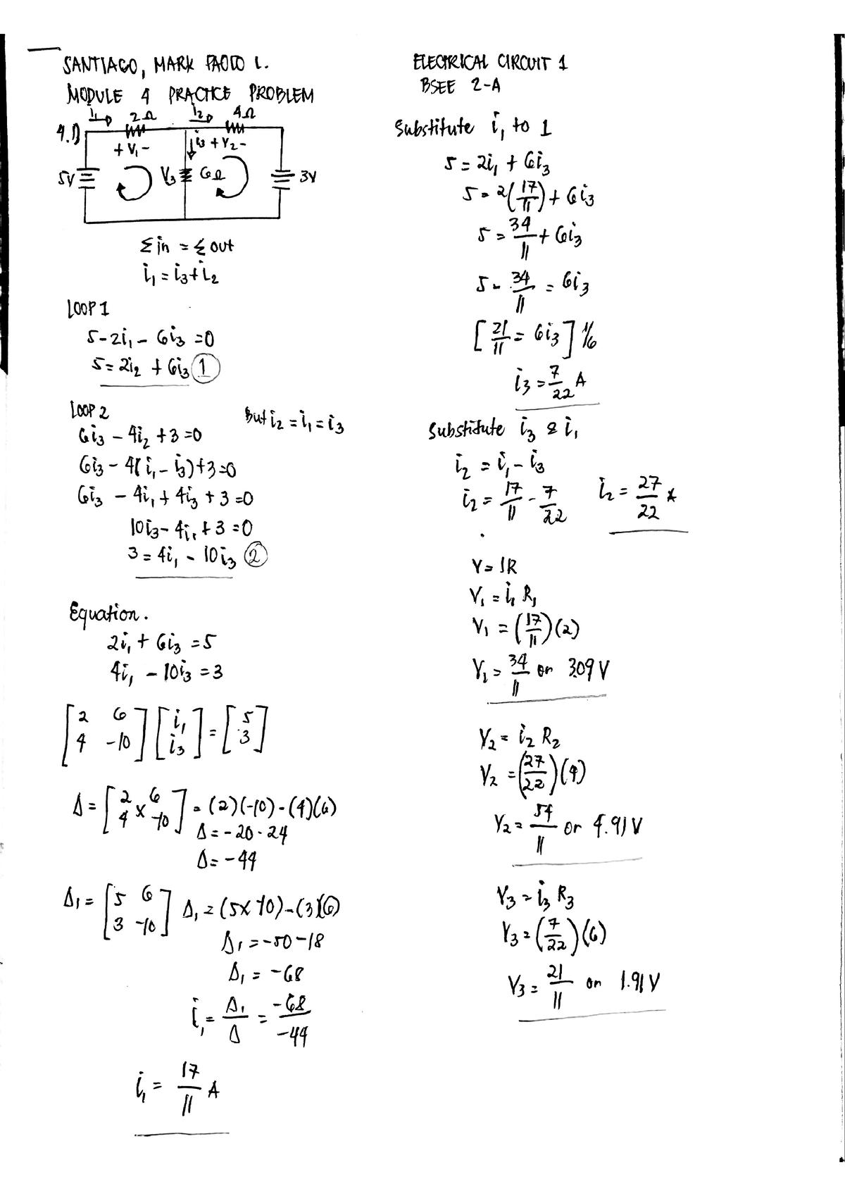 Circuit Practice Problem Module 4 - Electrical Circuits 1 - Studocu