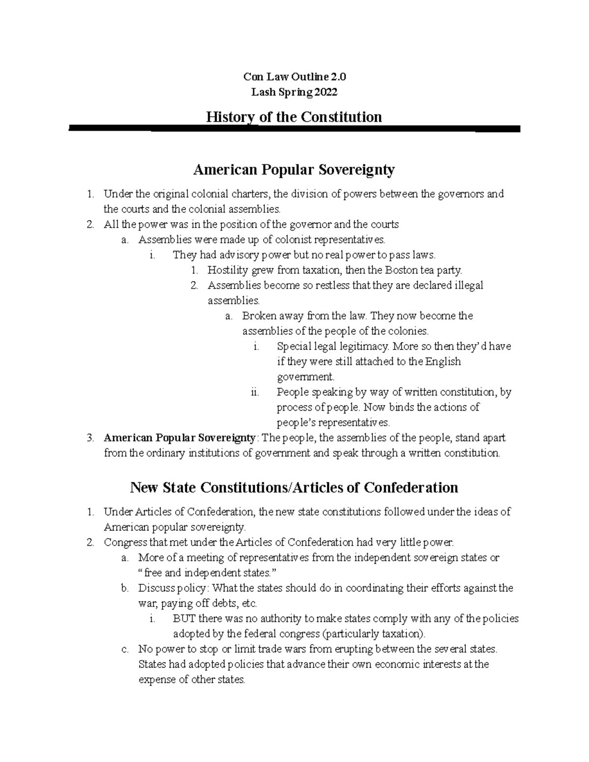 Con Law Outline 2.0 - Lash Spring 2022 University of Richmond - Con Law ...