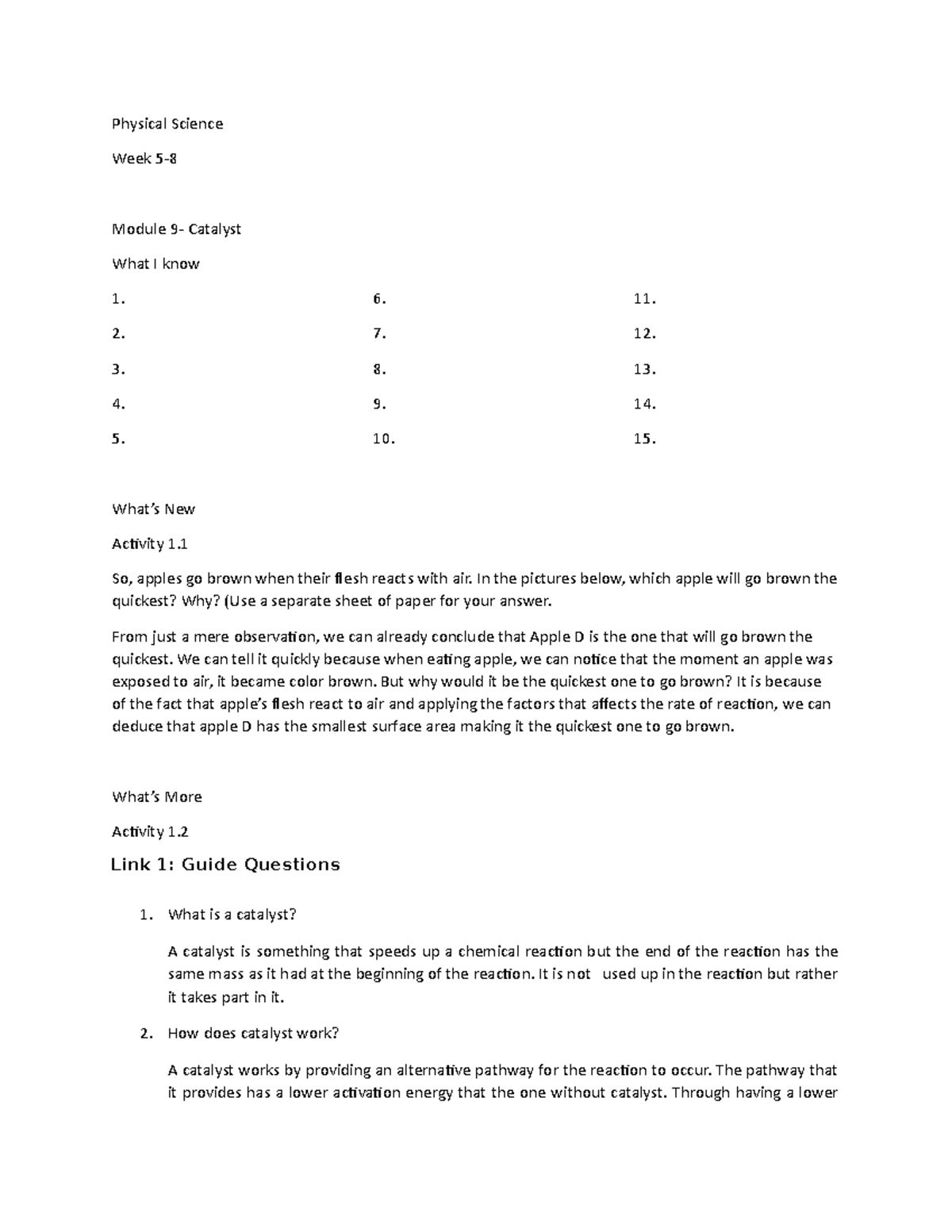 Physicalscience - Physics module - Physical Science Week 5- Module 9 ...