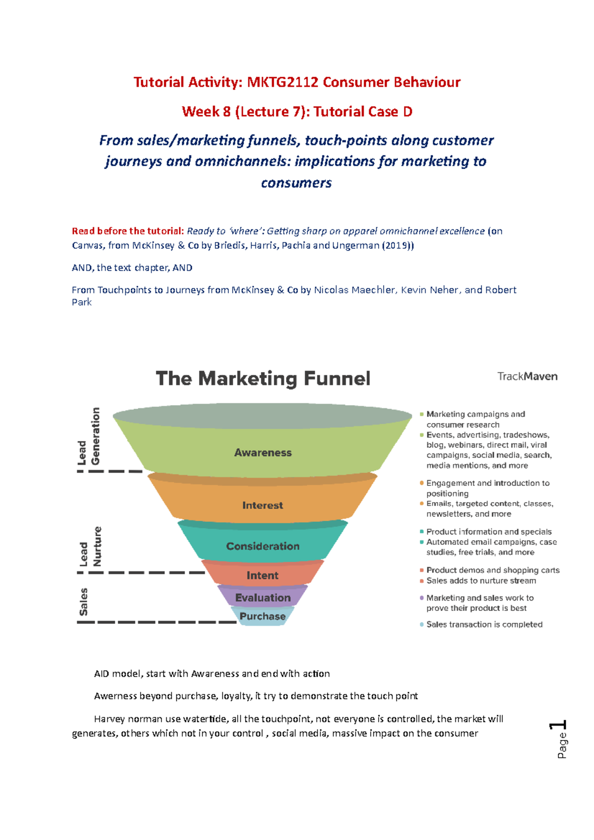 2112 Tutorial Activitiy D with notes - 1 Tutorial Activity: MKTG2112 ...