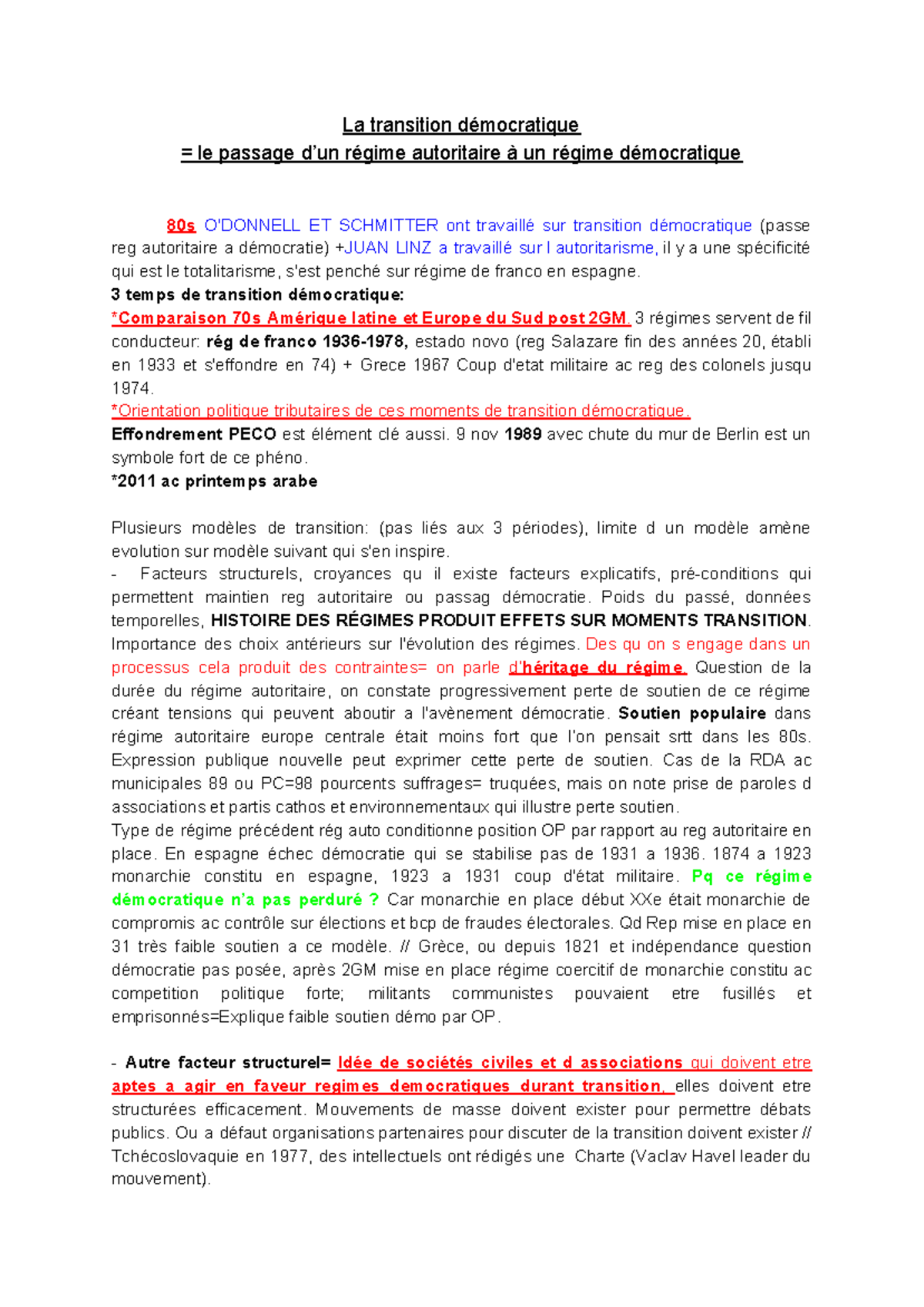 Sciences Po La Transition Democratique 11 Science Politique Studocu