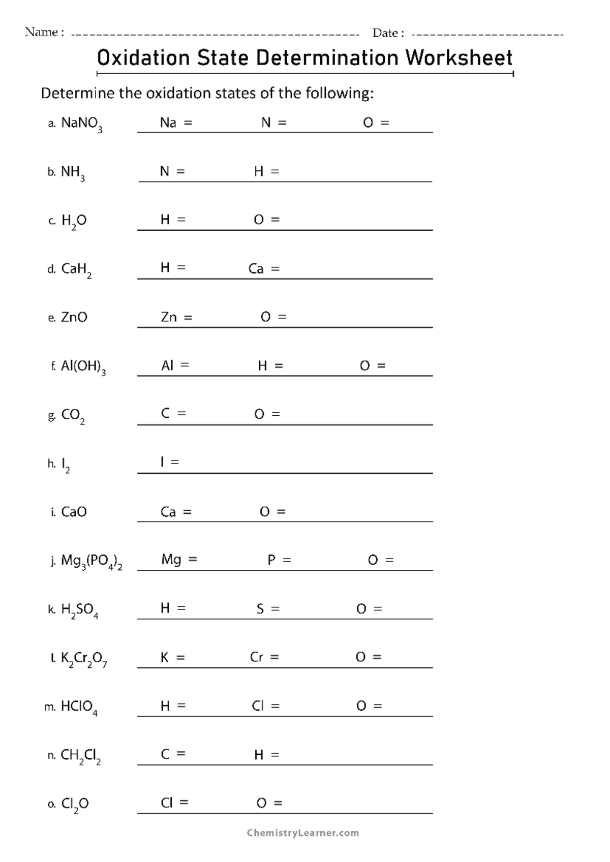 Finding the Oxidation State Worksheet with Answers - Bachelor's Of ...