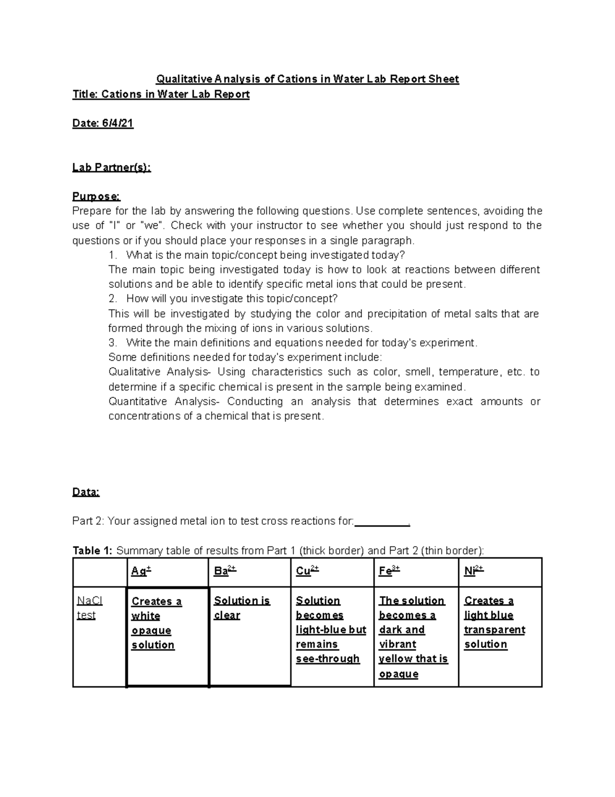 qualitative analysis assignment