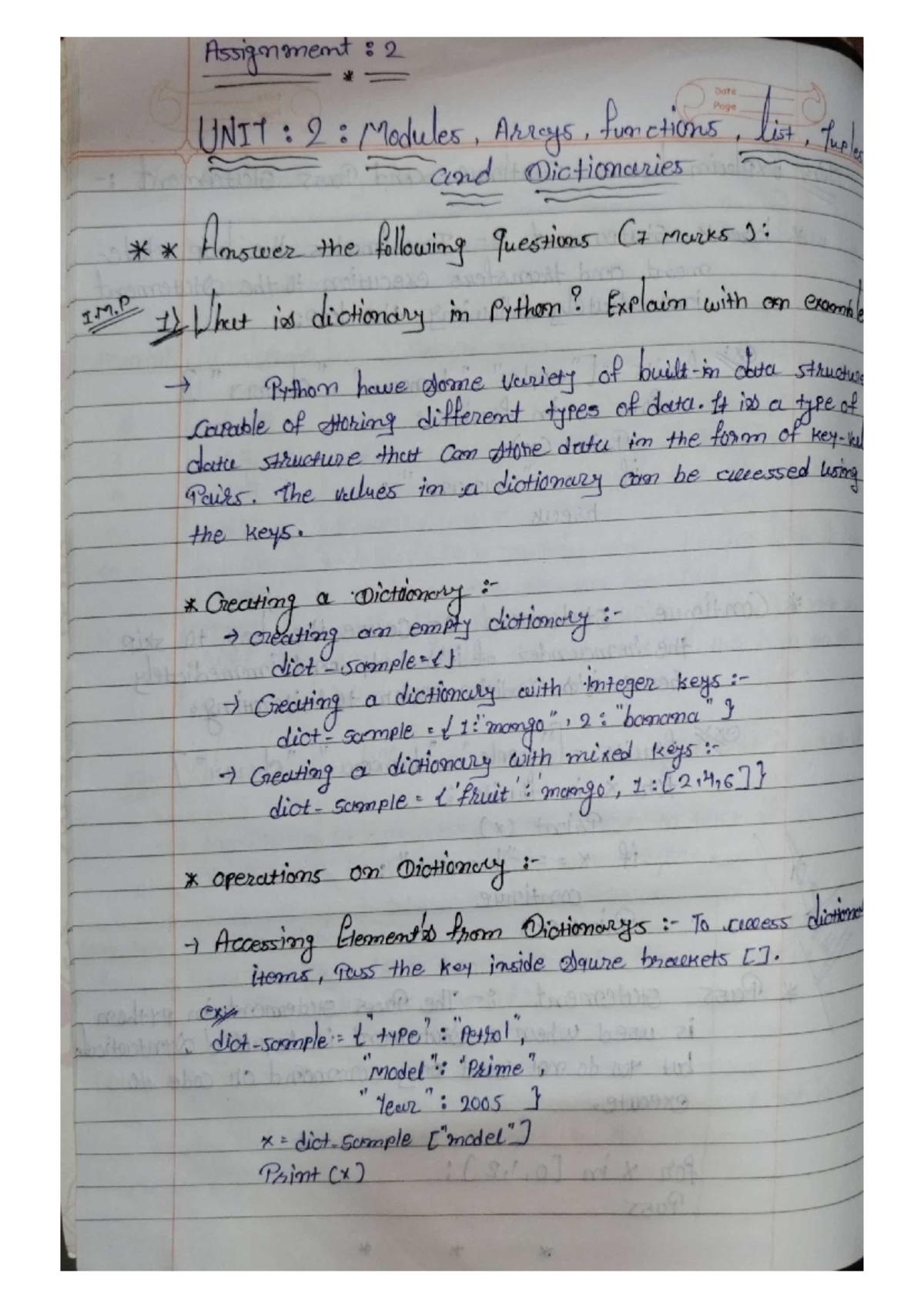Assignment 2 python - nothing - Assignment 2 Date UNIT : 2 : Modules ...