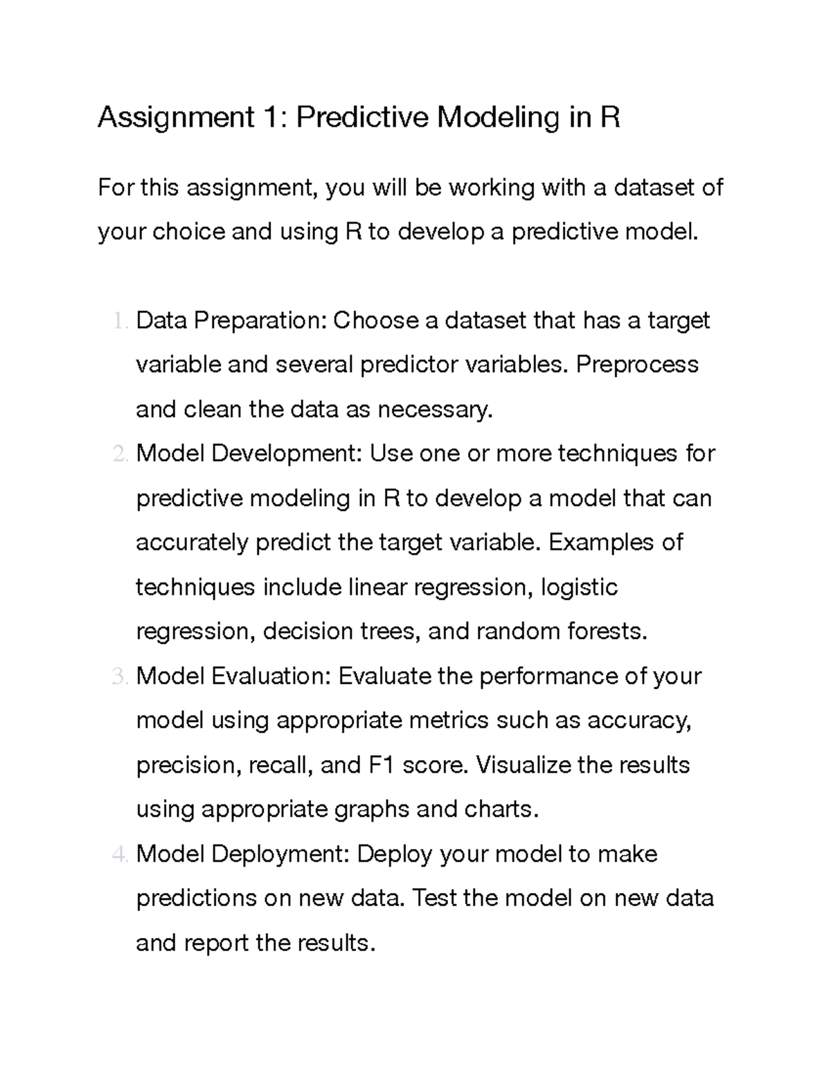 412 Assignment 1 - Assignment 1: Predictive Modeling in R For this ... image.
