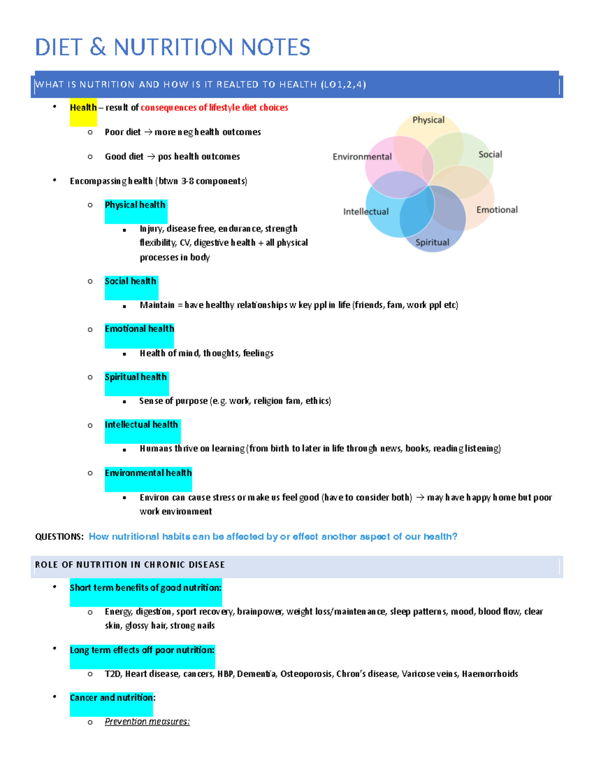 EDGU1003 Notes - DIET & NUTRITION NOTES WHAT IS NUTRITION AND HOW IS IT ...