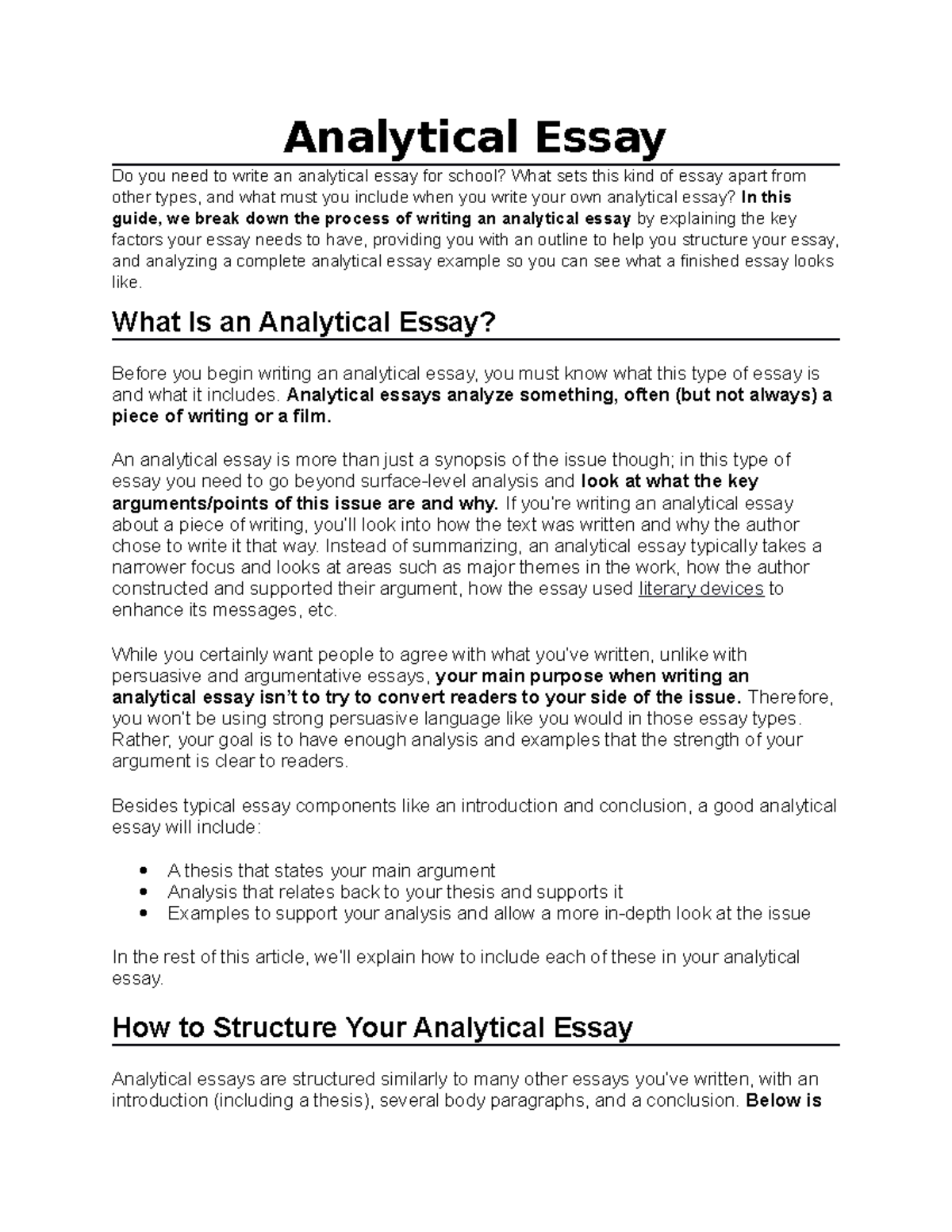 purpose of article analysis essay