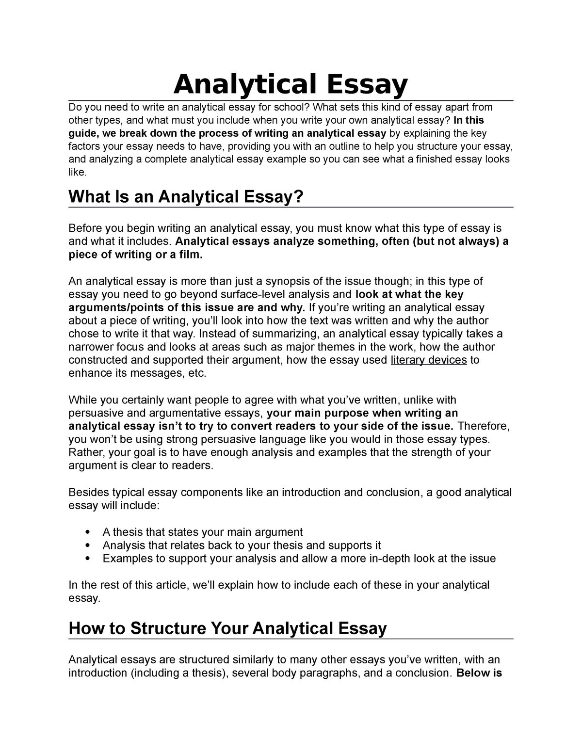 Analytical Essay What Is An Analytical Essay Before You Begin 