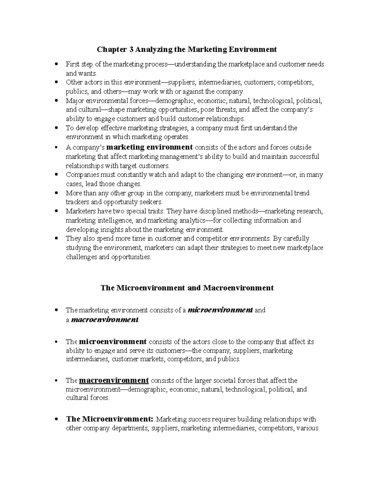 Chapter 3 Marketing Notes For Intro To Marketing Chapter 3 Analyzing The Marketing Environment 3827