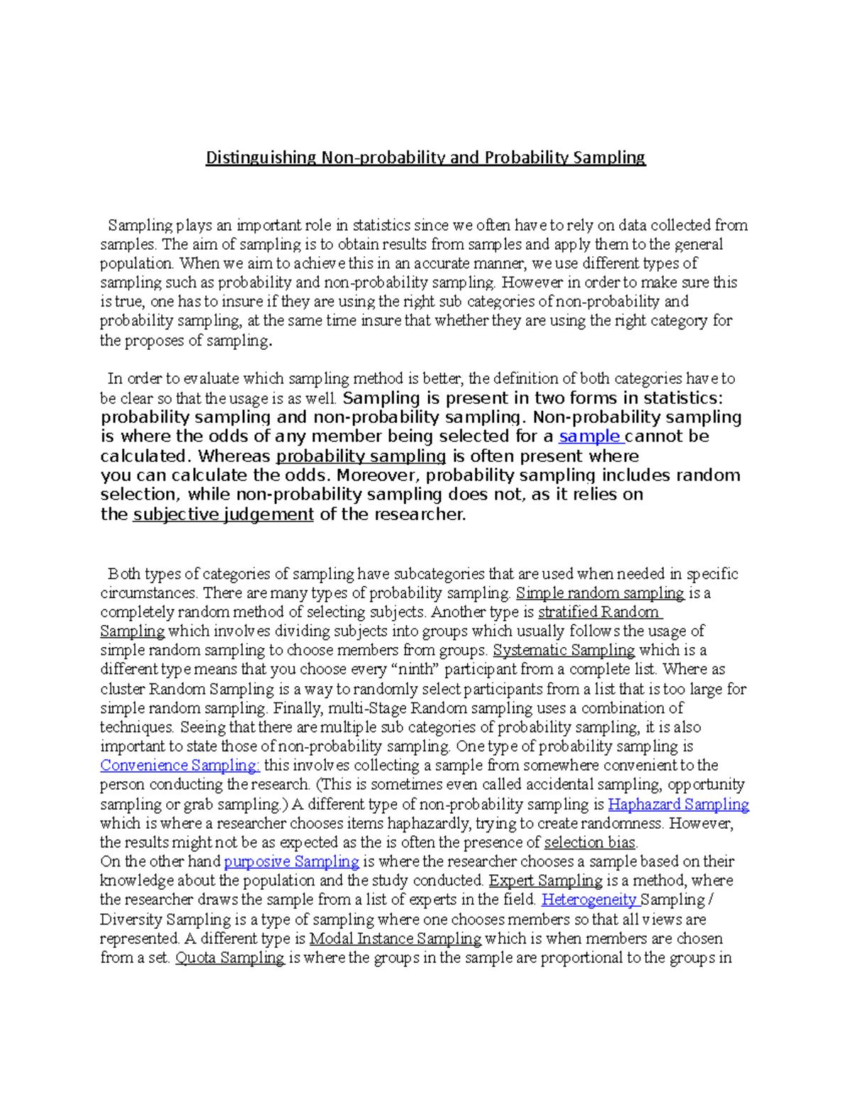 Probability math - Notes in calss - Distinguishing Non-probability and ...