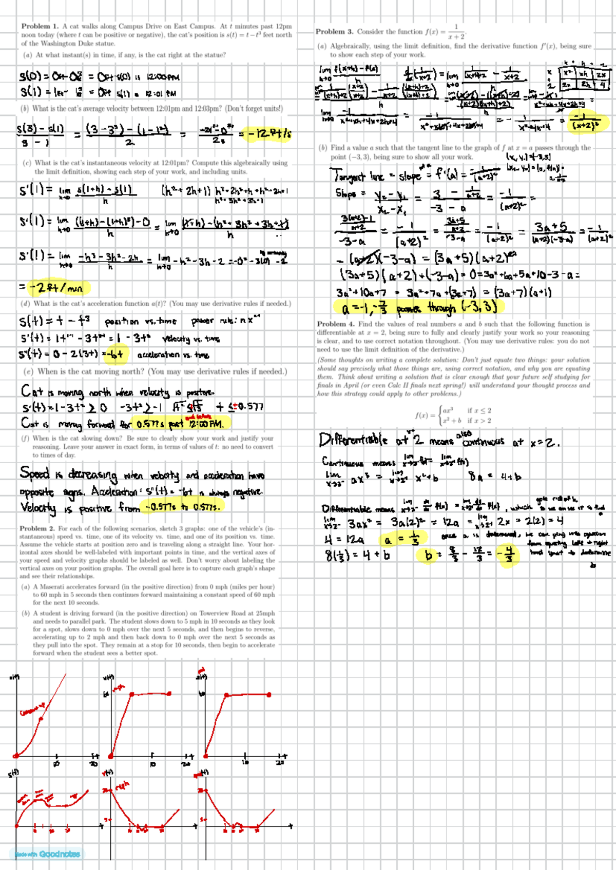 Calculus 1 HW 4 - HW number 4 - s (0) = 0 F-03It = 0f+s(0) is 12 : 00PM ...