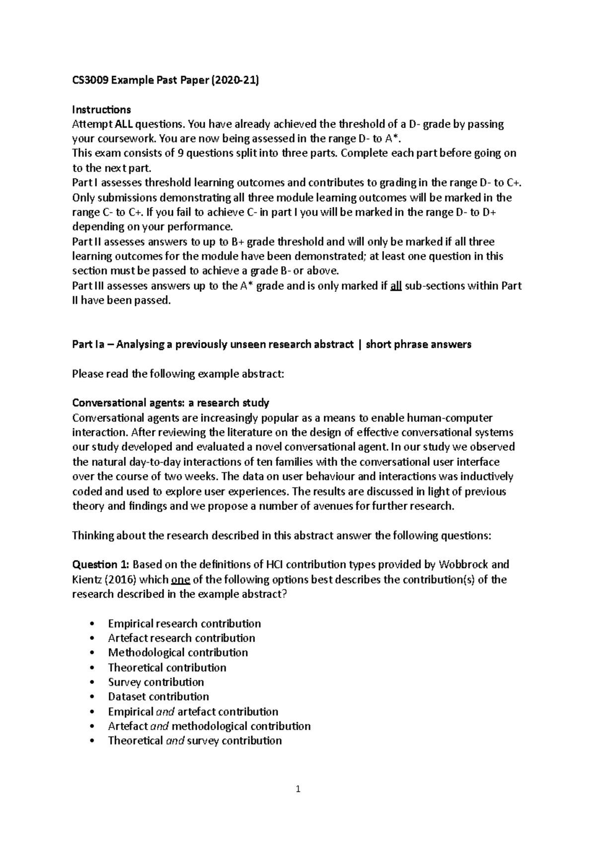 CS3009 Example Past Paper - You have already achieved the threshold of ...