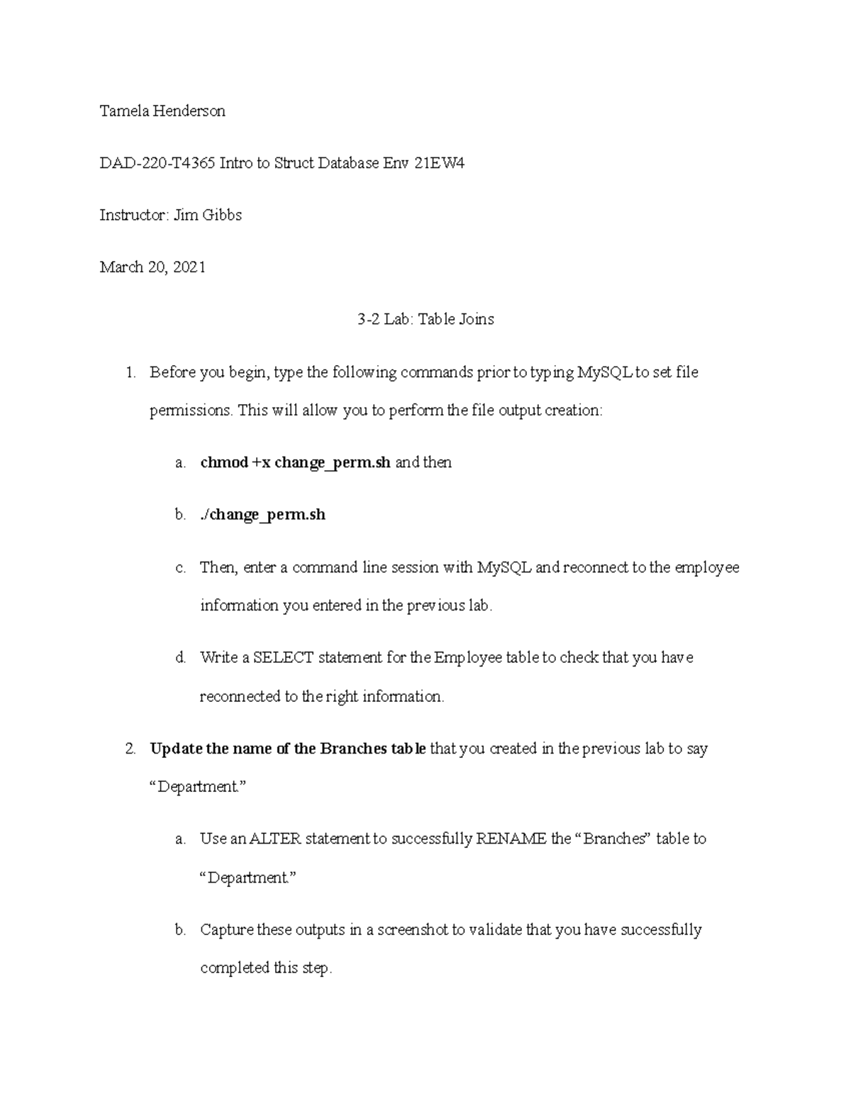 3 2 Lab Table Joins - This is the lab for the week three of DAD220 ...