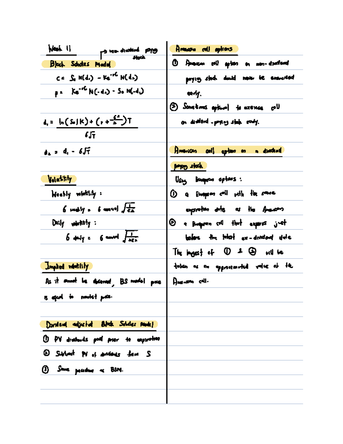 Week 10 and 11 notes - FINA2204 - Studocu