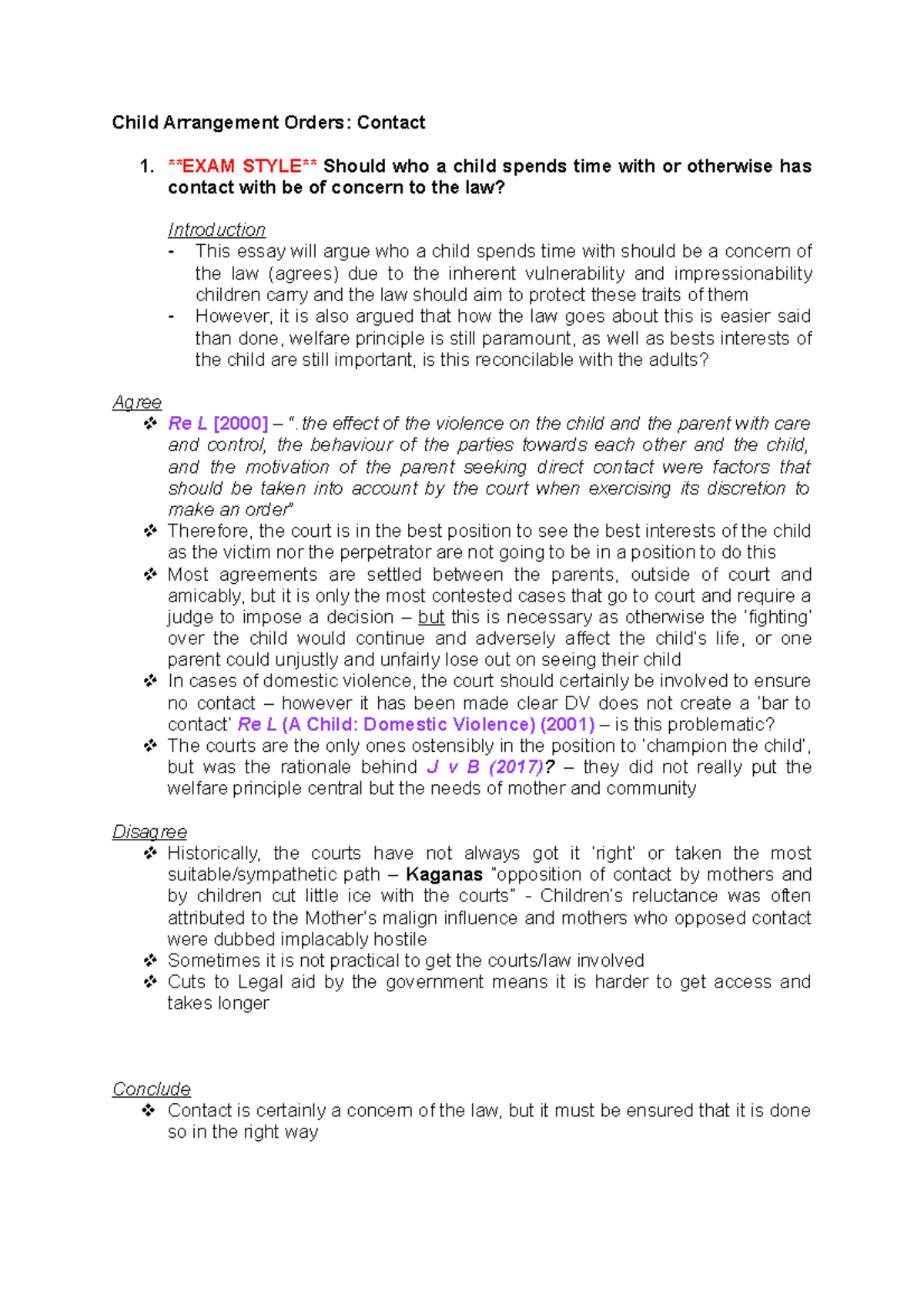 Child Arrangement Orders Contact EXAM STYLE Should Who A Child