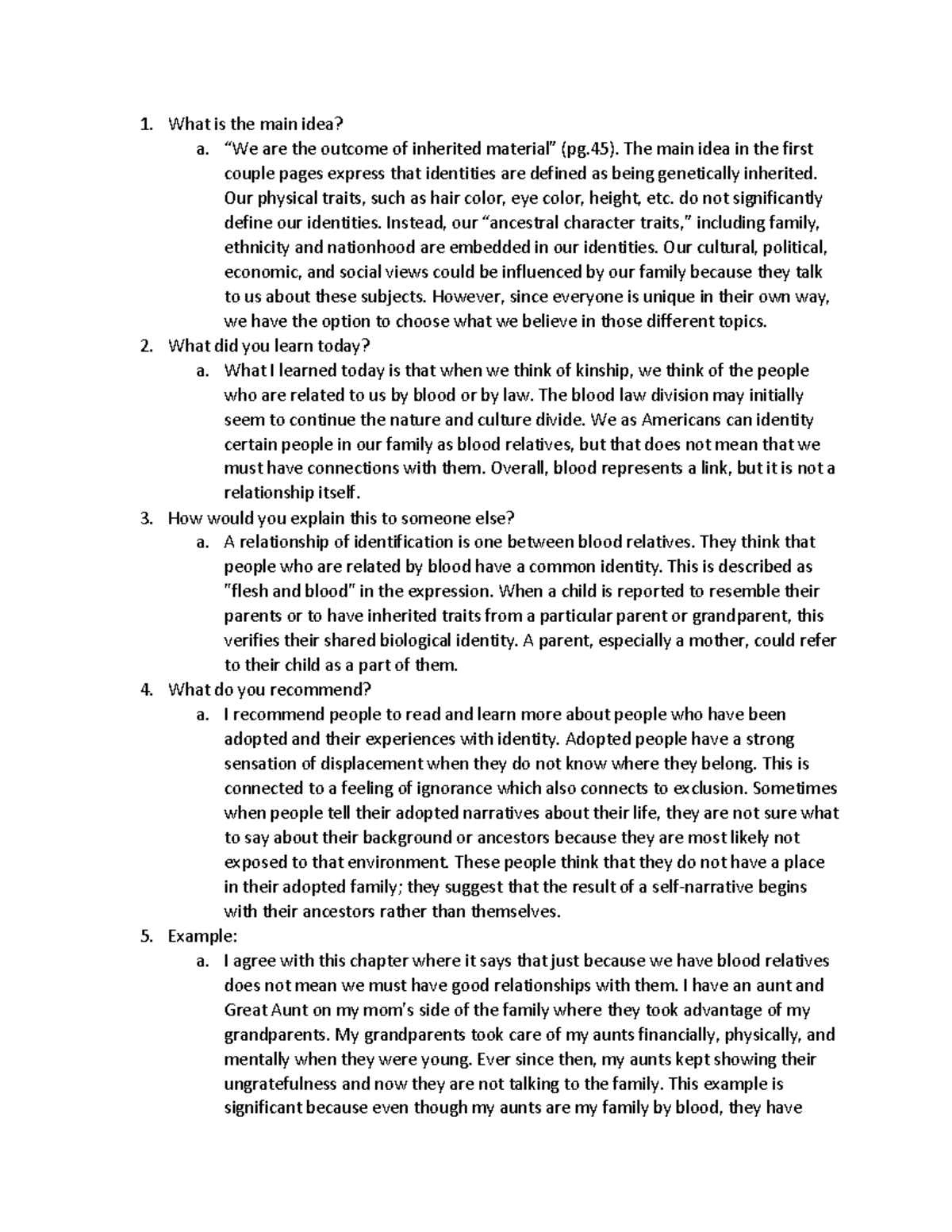 Comprehension Quadrant 2 - What is the main idea? a. “We are the ...