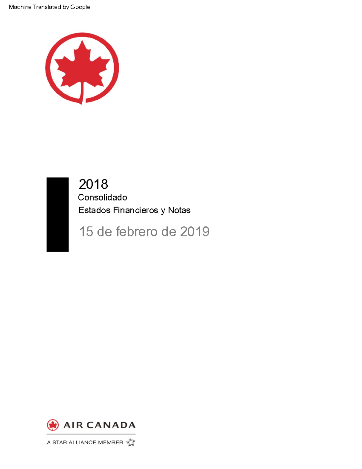 Unit 2 Air Canada Financial Statements 2018 2018 15 de febrero de