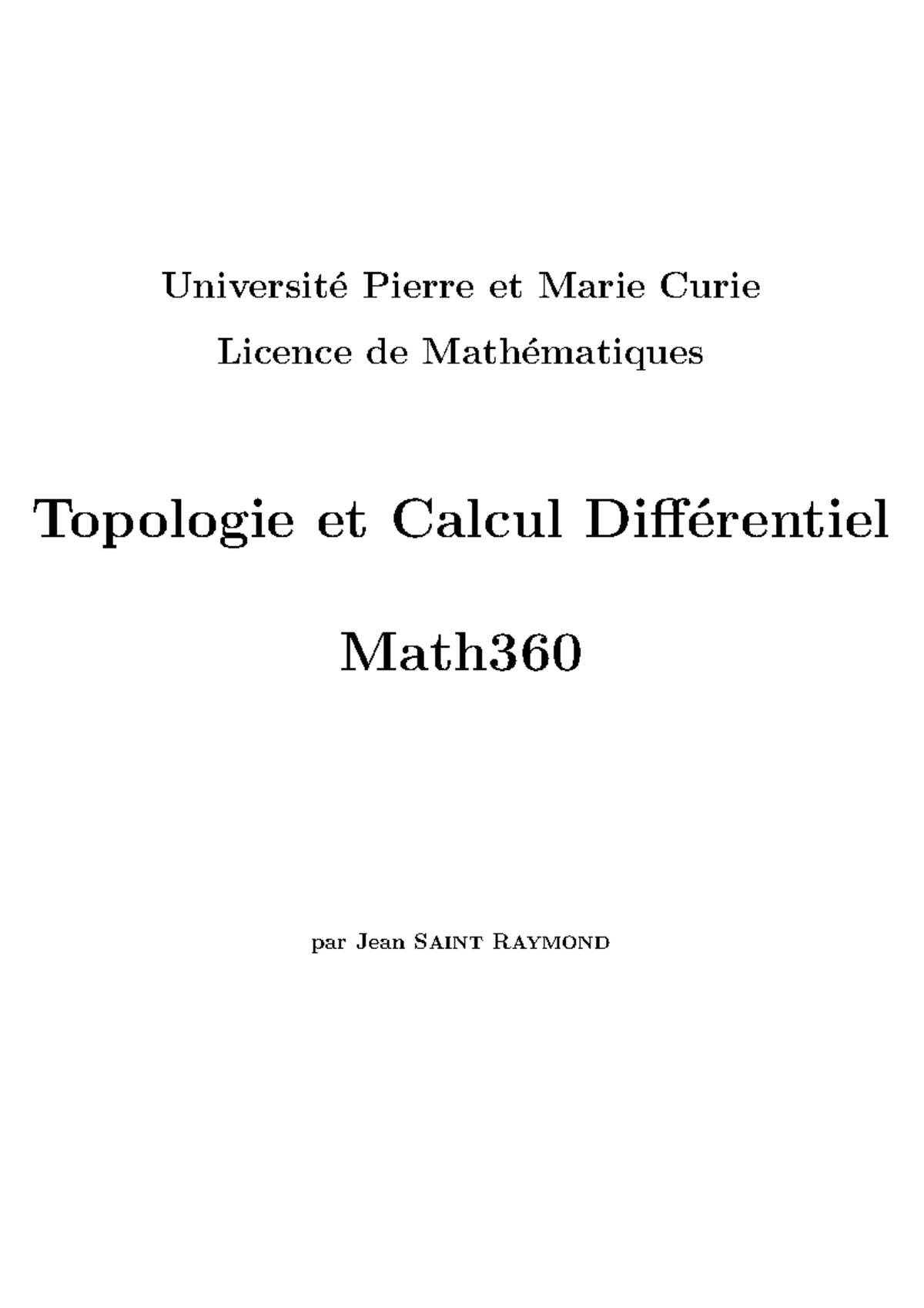 M360(frances) - Several variables - Universit ́e Pierre et Marie Curie ...