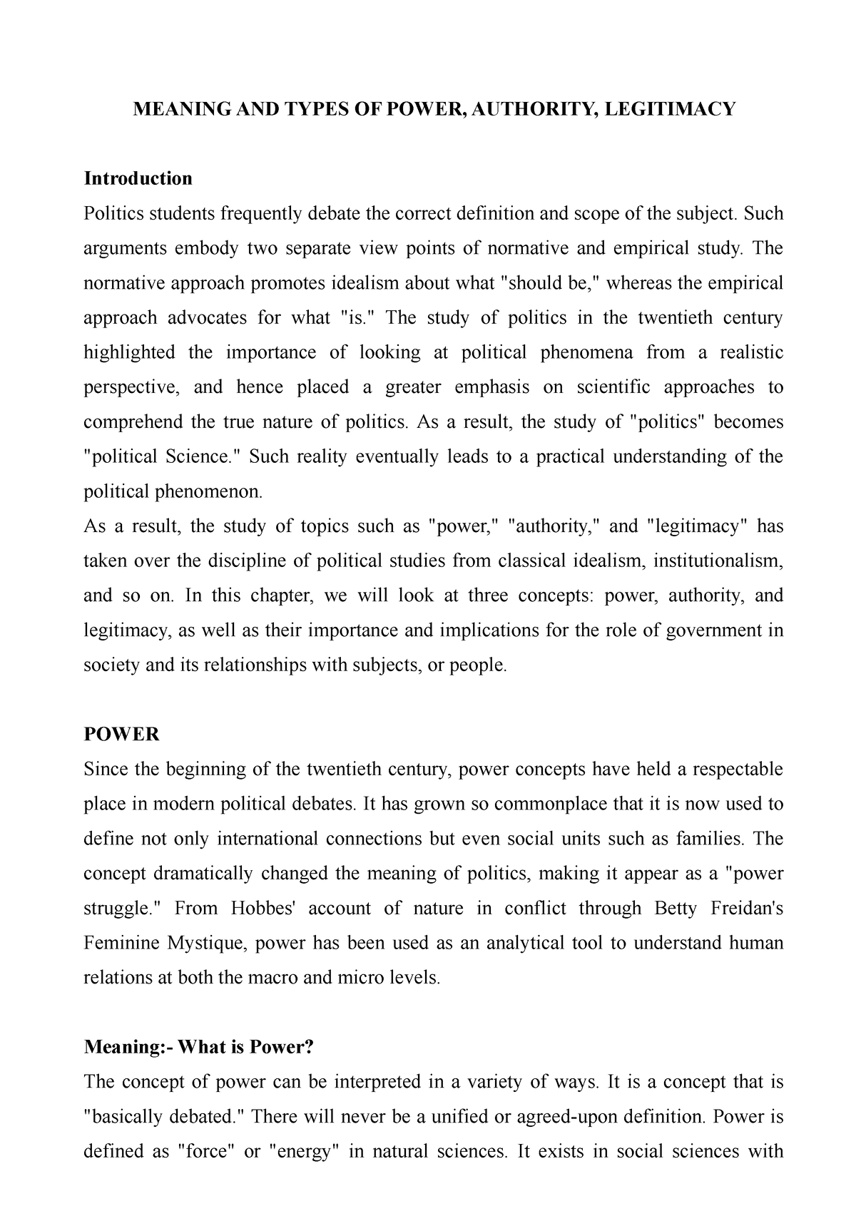 Meaning AND Types OF Power MEANING AND TYPES OF POWER AUTHORITY 