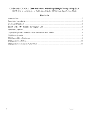 Hw2 Instruction - HW 2: Tableau, D3 Graphs And Visualization CSE 6242 ...