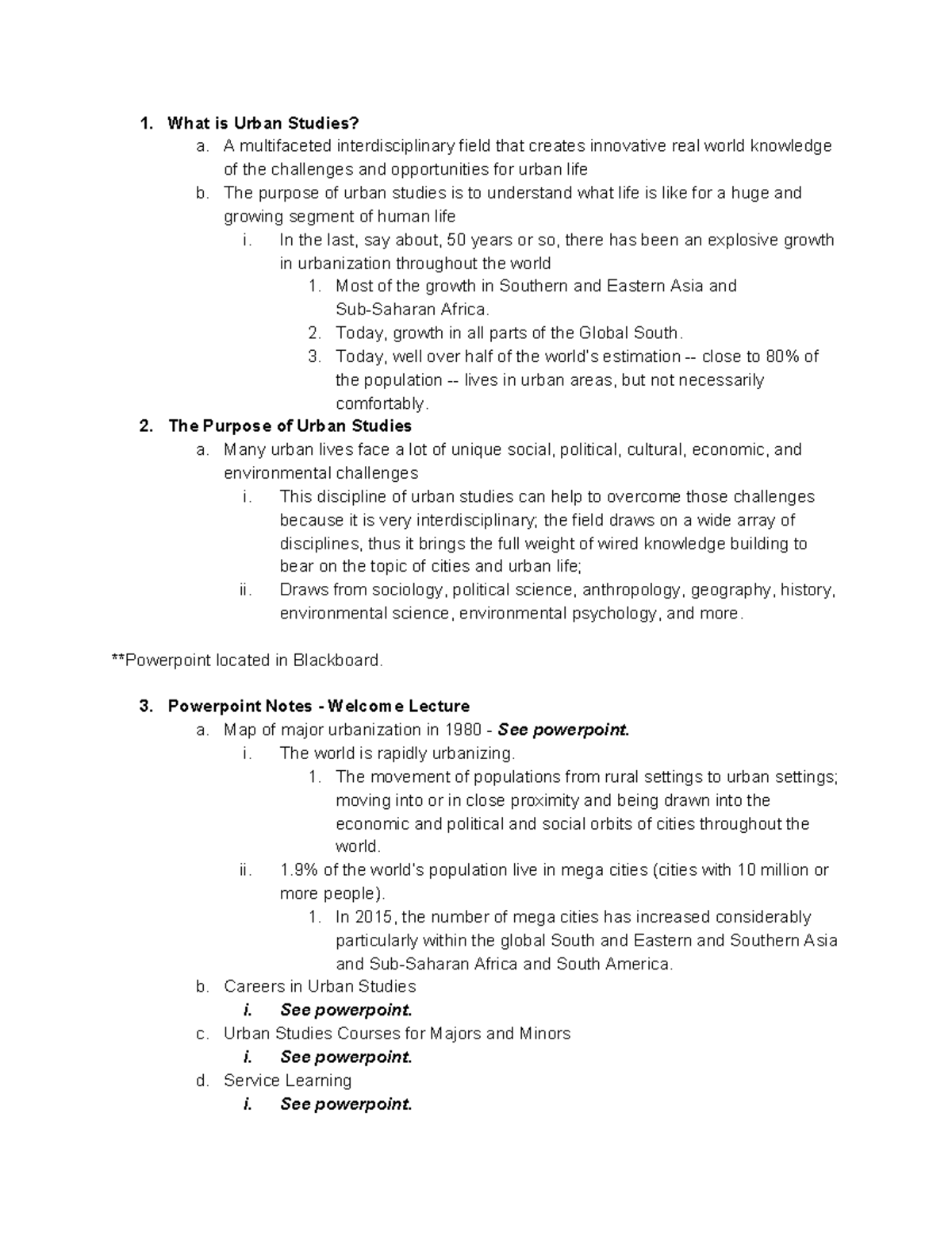 URBST 101 - Asynchronous course, notes from the videos and information ...