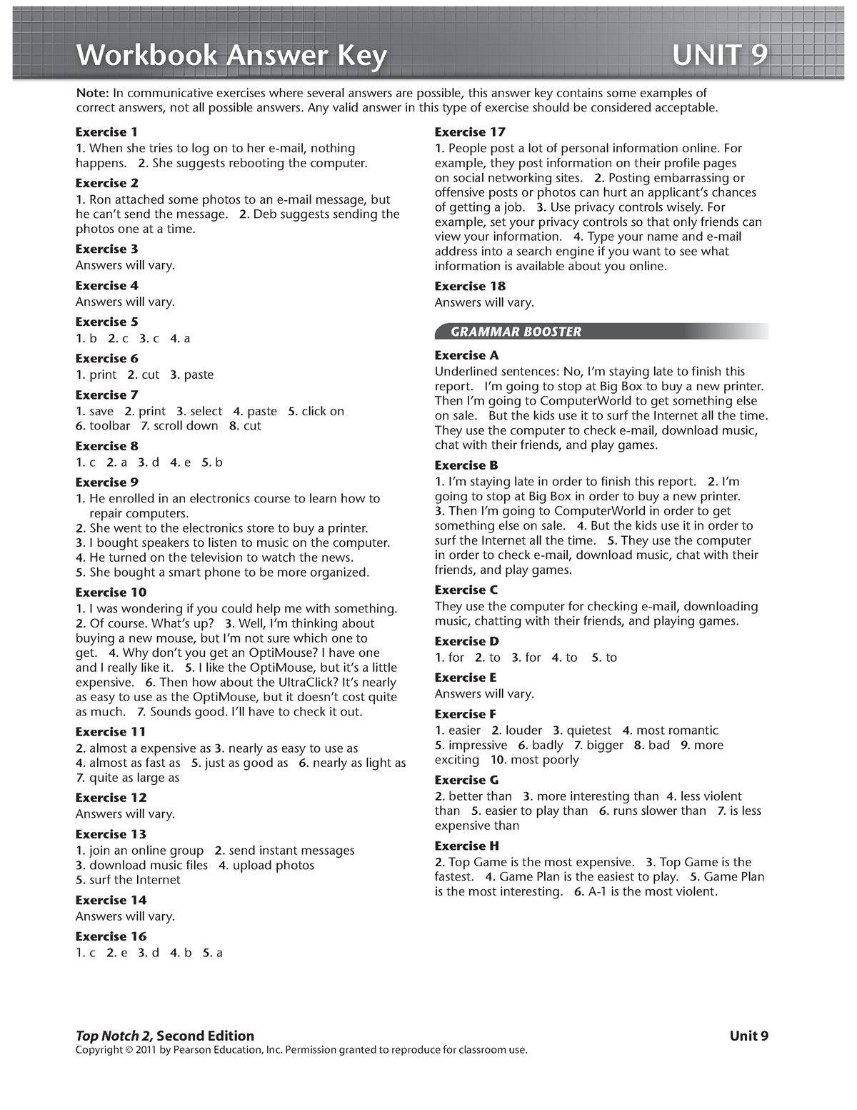 Tp 02 unit 09 workbook ak - Copyright © 2011 by Pearson Education, Inc ...